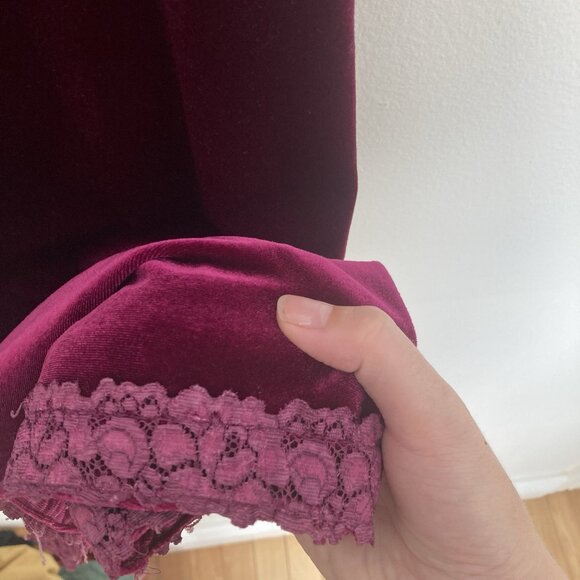 Vintage 90s Babydoll Dress Lingerie Velvet Size Small Coquette Whimsigoth - Picture 3 of 5